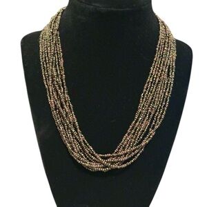 Silpada Multistrand Beaded Necklace in Gold and Brown